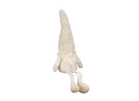 Kerstdecoratie Gnoom 13x8x38cm - stof - crème