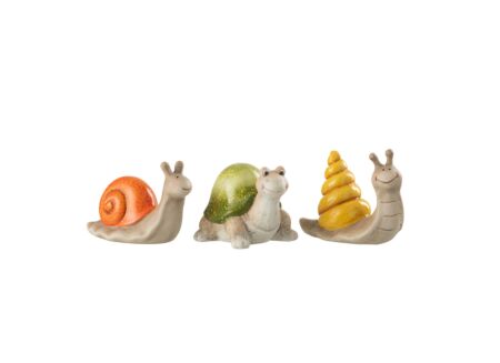 Beeldje Slak/Schildpad H9,6cm - keramiek - multicolor