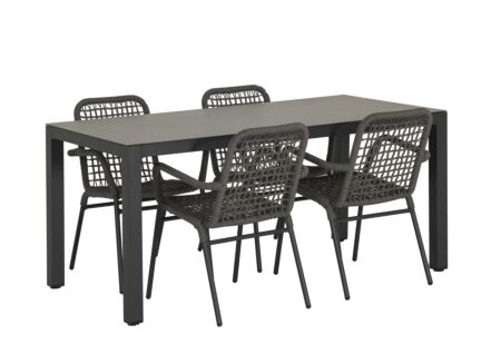 Tuinset Breeze 160x80cm met 4 tuinstoelen Hopi
