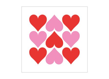 Serviette Hearts Graphic 33x33cm - papier - wit/roze/rood 20 stuks