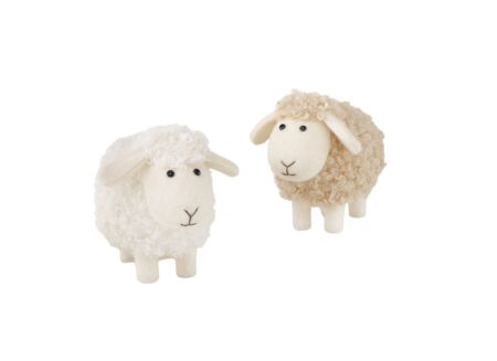 Figuur Wolly H21cm - kunststof - beige/wit