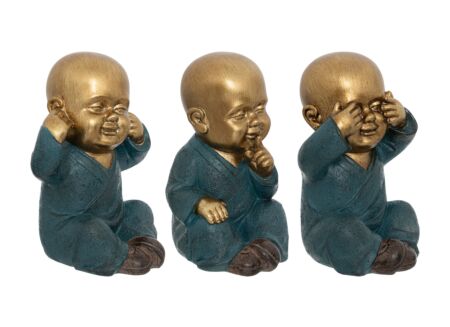 Boeddha beeld Sagesse Jiling H21cm set van 3