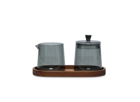 Melkkan en suikerpot Luma 22cl - glas - grijs & naturel