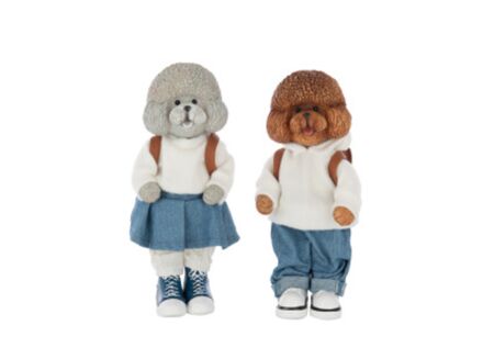 Figuur Poedel H24,5cm - polystone - multicolor
