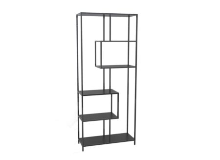 Opbergrek Tower 77x35x185cm - melamine metaal - zwart