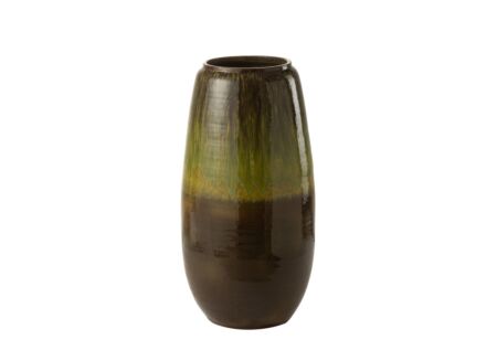 Vaas H64cm - keramiek - olijfgroen
