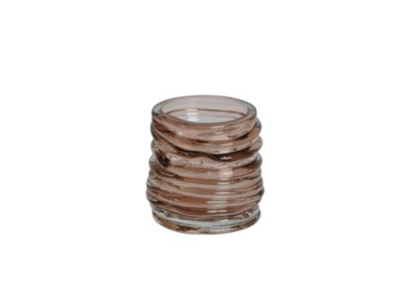 Theelichthouder Milyan H10cm - glas - donkerbruin