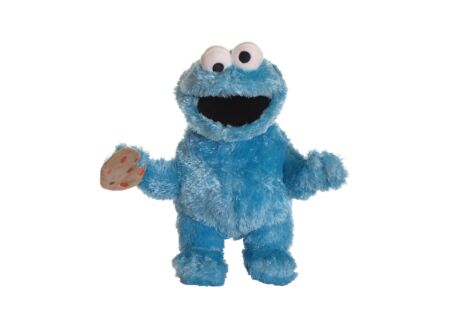 Handpop Sesamstraat Cookiemonster 33-37cm - polyester - blauw