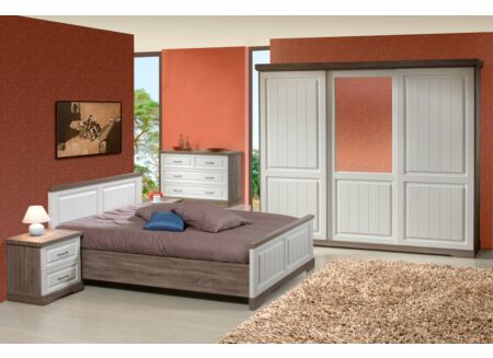 Slaapkamer met bed 140x200cm - kleerkast 260cm