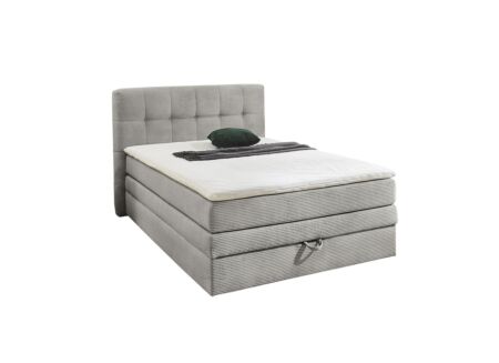 Boxspring Amy 140x200cm met opbergruimte stof lichtgrijs