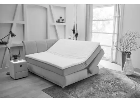 Sfeerfoto - Boxspring Carla Normal  160x200cm met opbergruimte stof blauw
