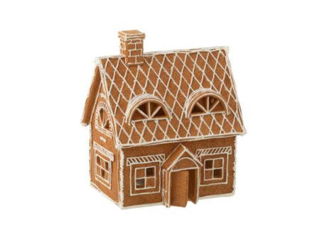 Kerstdecoratie Peperkoekenhuis 18,5x14x22cm - polystone - bruin