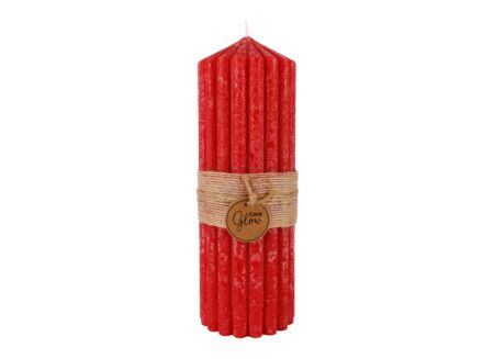 Kaars Ribble Ø7x20cm - paraffine - rood