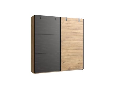 Schuifdeurkast Detroit 200cm - decor - bruin/zwart