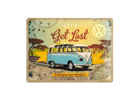 Plakkaat Volkswagen Van 40x30cm  - metaal - multicolor