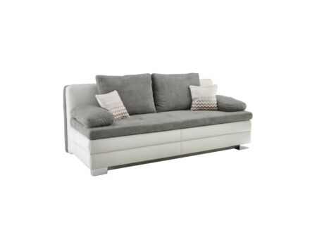 Zetelbed Lincoln 2 persoons stof lederlook beige grijs