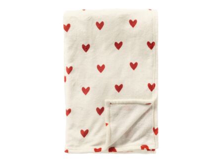 Plaid Hartjes 140x180cm - polyester - snow white