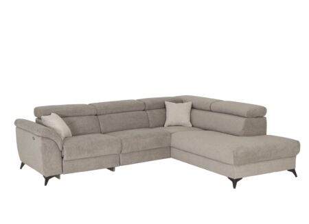 Hoeksalon Boca 284x234cm - stof - grijs beige met relax