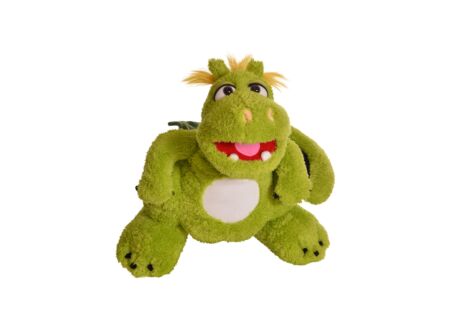 Handpop Filippo de draak H35cm - polyester - groen
