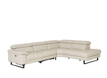Hoeksalon Uran 292x237cm - leder - beige met relax