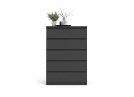 Commode Naia 77x50x112cm - mélamine - noir mat