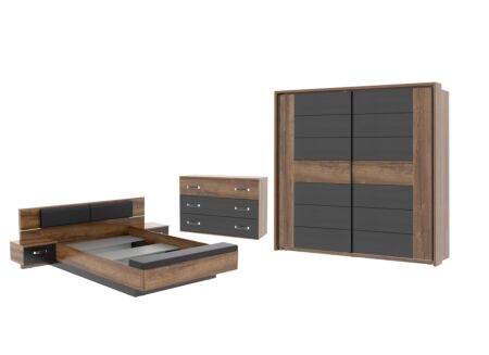 Slaapkamer Dolce met bed 180x200cm - kleerkast 231cm - commode 120cm