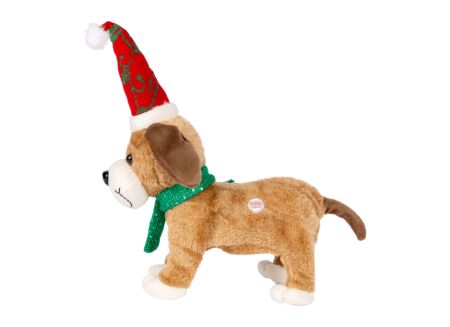 Kerstdecoratie Hond 17,8x33x39,5cm - stof - multicolor