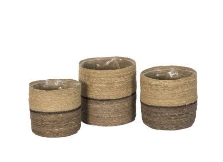 Bloempot Sade set van 3 - zeegras - naturel