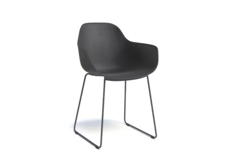 Kuipstoel Zora 56x54x82cm - polypropyleen - anthraciet/zwart