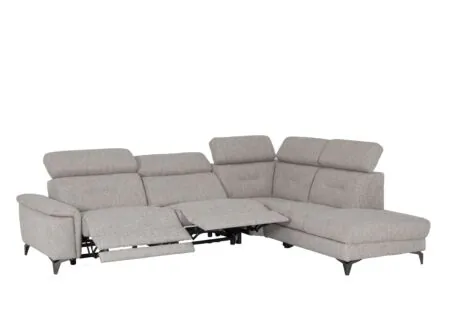 Plus Important - Canapé d'angle Cosa 295x229cm - tissu - gris avec 2 relax électriques