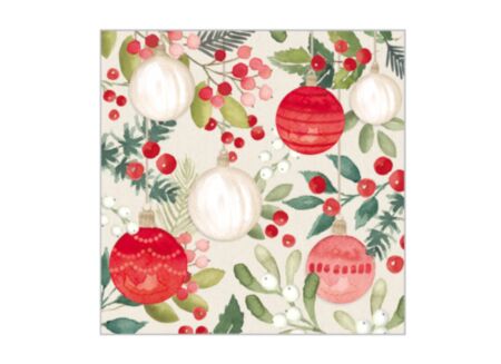 Serviette Merry Ornament 25x25cm - papier - multicolor - 20 stuks