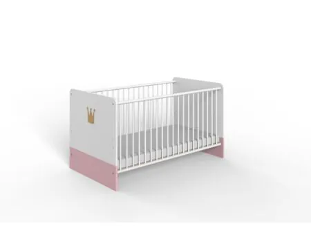 Lit bébé évolutif Cindy 70x140cm - Lit bébé évolutif Cindy 70x140cm - décor - rose & blanc