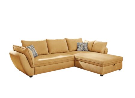 Hoeksalon Jerez 303x205cm - stof - geel met bedfunctie en opbergruimte