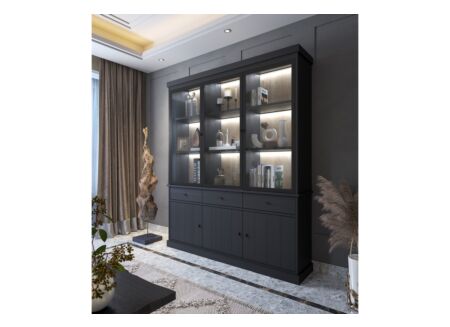 Vitrinekast Valencia 182cm - melamine - zwarte eik