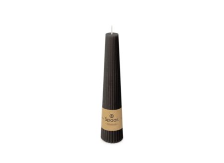 Kaars Obelisk geribbeld 25u zwart