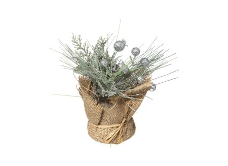 Kerststukje met Jute H16cm