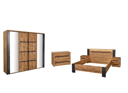 Slaapkamer Pauline met bed 180x200cm - kleerkast 217cm