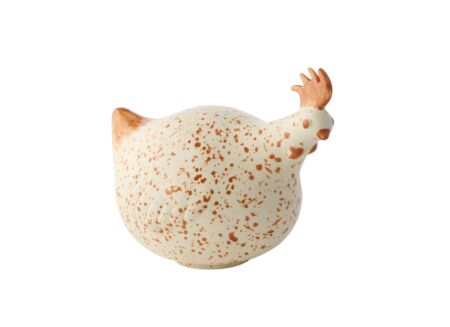 Deco Kip H16cm - keramiek - wit & bruin