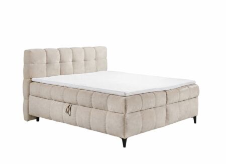 Bedbox Kylie 160x200cm - stof - beige met opbergruimte
