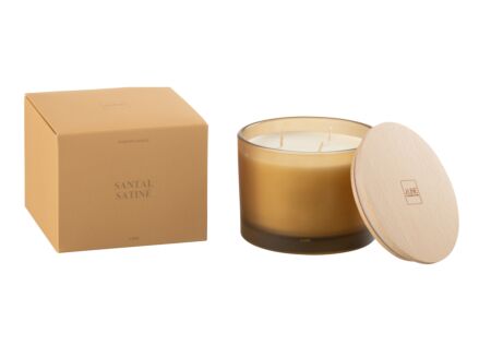 Geurkaars Santal Satine Ø11,5cm - glas/paraffine - oranje