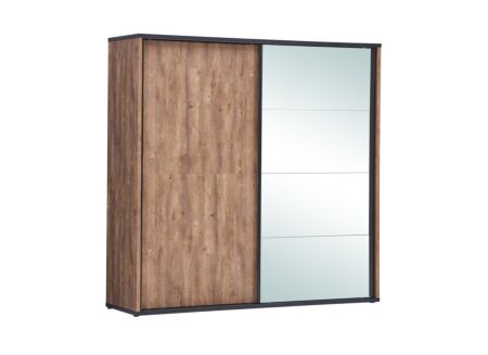 Schuifdeurkast Elsa 240cm - decor - industrial oak/zwart