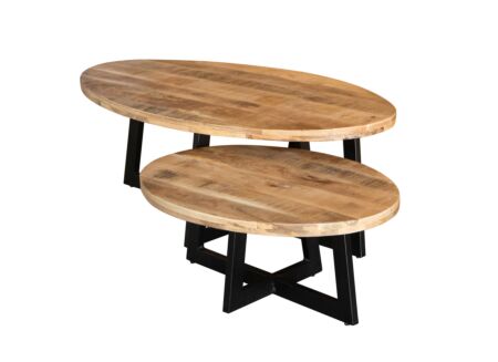 Salontafel Nebula 120cm - mango massief - naturel set van 2