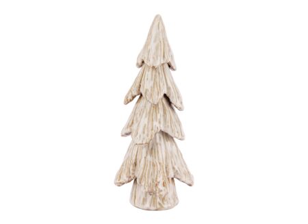 Kerstdecoratie Kerstboom  9x9x20cm - porselein - bruin