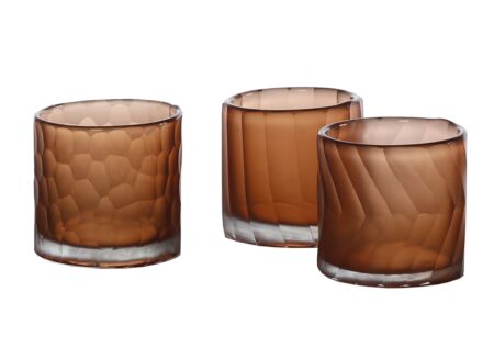 Theelichthouder Cassis Ø7x7cm - glas - bruin