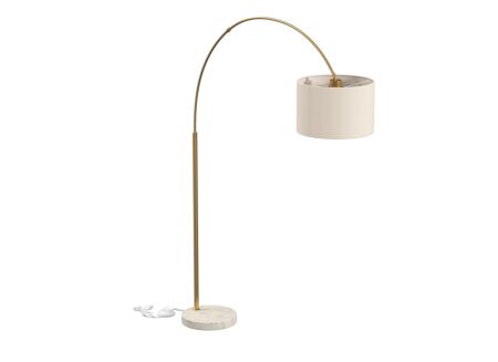 Staande lamp Tilio E27 H195cm - marmer/polyester - wit/goud