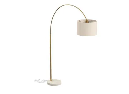Plus Important - Lampadaire Tilio E27 H195cm - marbre/polyester - blanc/or