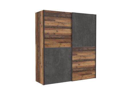 Schuifdeurkast Dederik 170cm - decor - oldwood vintage/donkergrijs