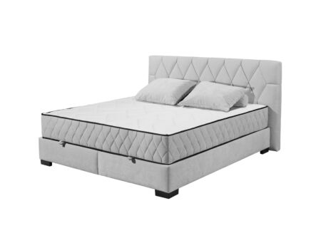 Bedbox Nagol B  160x200cm - stof - zilver met opbergruimte
