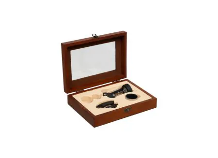 Hoofdfoto - Sommelierkoffer Cave 4-delig 22,3x15,7x6,3cm - hout - bruin