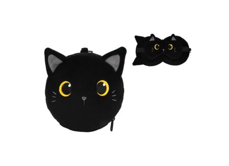 Kussen Black Cat met slaapmasker - stof - zwart